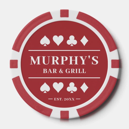 Gepersonaliseerde rode aangepaste naam Vegas Style Poker Chips (Voorkant)