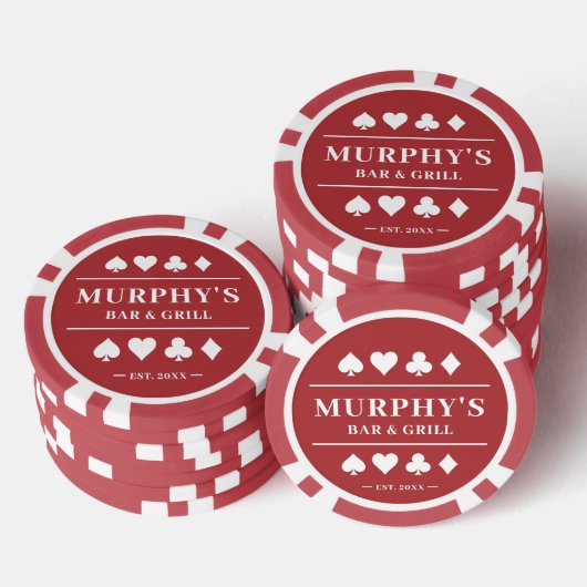Gepersonaliseerde rode aangepaste naam Vegas Style Poker Chips (Opstapeling)