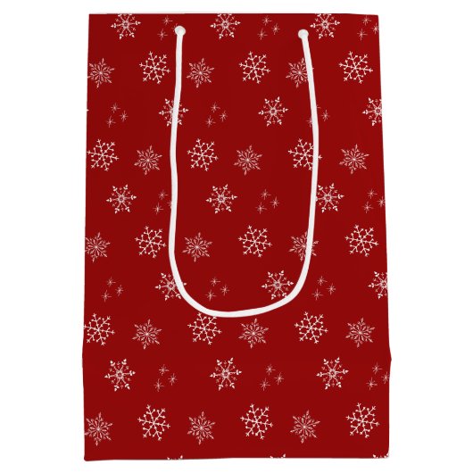 Gepersonaliseerde Rode Aangepaste Sneeuwvlok Gift Medium Cadeauzakje (Achterkant)