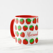 Gepersonaliseerde rode aardbei Mokken met naam (Voorkant links)