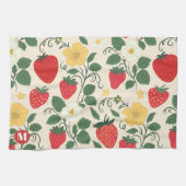 Gepersonaliseerde Rode Aardbeien Tuin Fruit Theedo Theedoek (Horizontaal)