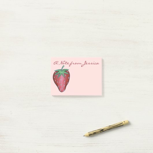 Gepersonaliseerde rode aardbeienvruchtenbessen Pos Post-it® Notes (Op bureau)