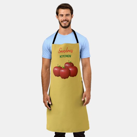 Gepersonaliseerde rode appel thema keuken Schort (Gedragen)
