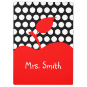 Gepersonaliseerde rode appel zwart-wit polka dot klembord (Achterkant)