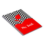 Gepersonaliseerde rode appel zwart-witte Chevron Notitieboek (Rechterzijde)