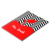 Gepersonaliseerde rode appel zwart-witte Chevron Notitieboek (Linkerzijde)