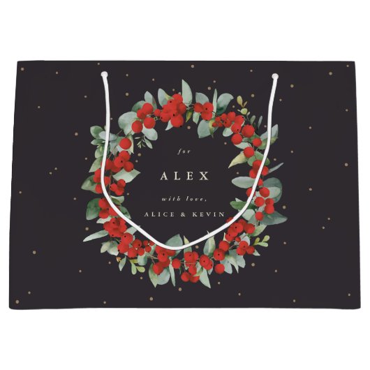 Gepersonaliseerde rode bessen + eucalyptus kerst groot cadeauzakje (Voorkant)