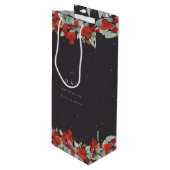 Gepersonaliseerde rode bessen + eucalyptus kerst wijn cadeautas (Voorkant Gekanteld)