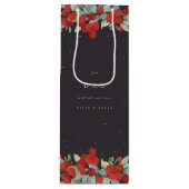Gepersonaliseerde rode bessen + eucalyptus kerst wijn cadeautas (Voorkant)