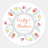 Gepersonaliseerde rode Blauwgroen roze roze modern Ronde Sticker (Voorkant)