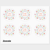 Gepersonaliseerde rode Blauwgroen roze roze modern Ronde Sticker (Vel)