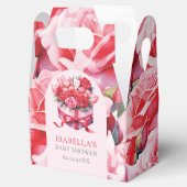 Gepersonaliseerde rode bloemboog Baby shower Bedankdoosjes (Geopend)