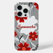 Gepersonaliseerde Rode Bloemen en Silhouette Case-Mate iPhone Case (Achterkant)