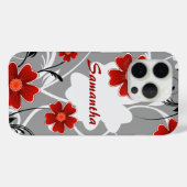 Gepersonaliseerde Rode Bloemen en Silhouette Case-Mate iPhone Case (Achterkant (horizontaal))