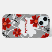 Gepersonaliseerde Rode Bloemen en Silhouette Case-Mate iPhone Case (Achterkant (horizontaal))