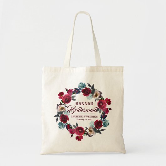 Gepersonaliseerde rode bloemen Waterverf bruidsmei Tote Bag (Voorkant)