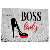 Gepersonaliseerde rode bodem Stiletto Hiel Boss La Groot Cadeauzakje (Achterkant)