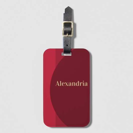 Gepersonaliseerde rode bordeaux bagagelabel (Voorkant (verticaal))