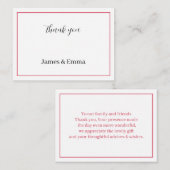 Gepersonaliseerde rode bruiloft Dank u Notitiekaartje (Voorkant / Achterkant)