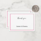 Gepersonaliseerde rode bruiloft Dank u Notitiekaartje (Voorkant / Achterkant in situ)