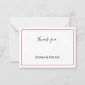 Gepersonaliseerde rode bruiloft Dank u Notitiekaartje (Voorkant)