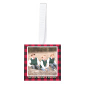 Gepersonaliseerde Rode Buffel Plaid Kerstmis Foto Decoratie (Voorkant)