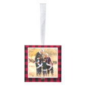 Gepersonaliseerde Rode Buffel Plaid Kerstmis Foto Decoratie (Rechts)