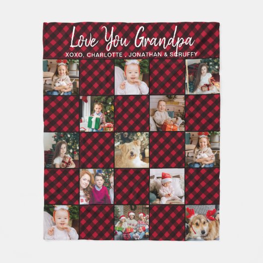 Gepersonaliseerde rode buffels, foto-Collage 13 Fleece Deken (Voorkant)
