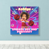 Gepersonaliseerde rode cheerleader | Aangepaste Ki Canvas Afdruk (Insitu (Houten vloer))