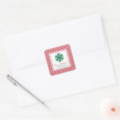 Gepersonaliseerde Rode Chevron Snowflake Merry ker Vierkante Sticker (Envelop)