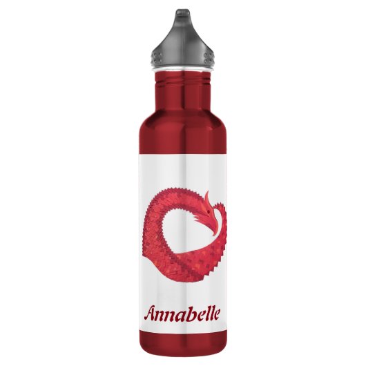 Gepersonaliseerde rode draak op wit waterfles  (Rechts)