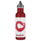 Gepersonaliseerde rode draak op wit waterfles  (Links)