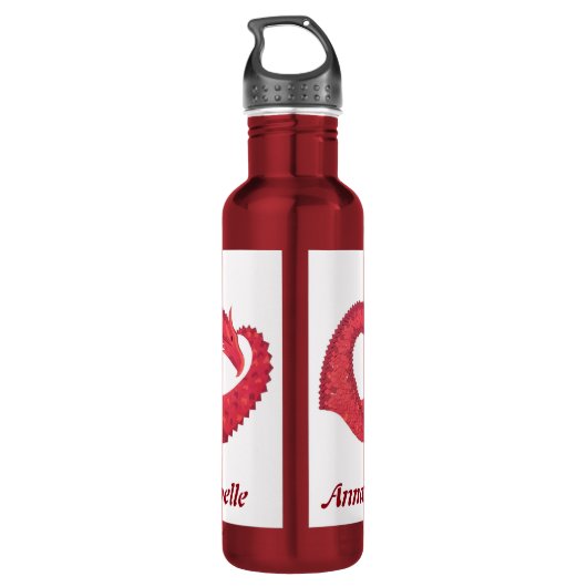 Gepersonaliseerde rode draak op wit waterfles  (Achterkant)