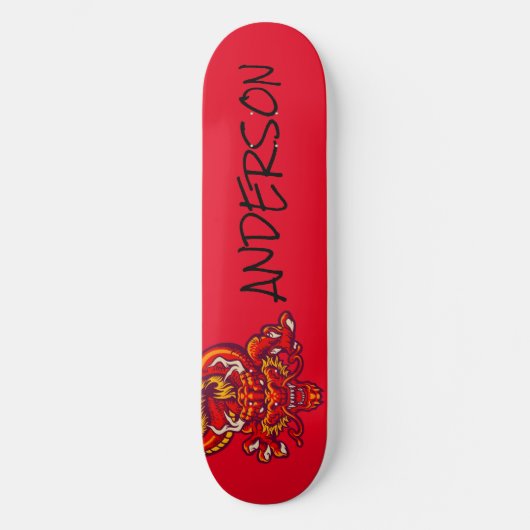 Gepersonaliseerde rode draak persoonlijk skateboard (Voorkant)
