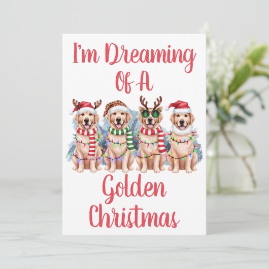 Gepersonaliseerde rode dromen van een gouden kerst feestdagenkaart (Staand voorkant)