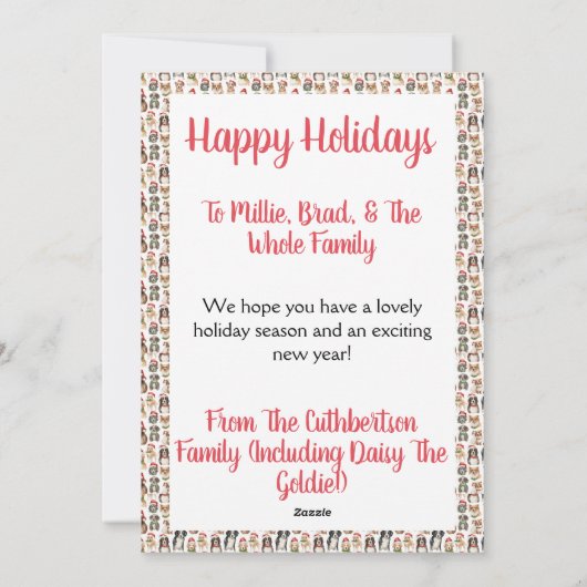 Gepersonaliseerde rode dromen van een gouden kerst feestdagenkaart (Achterkant)