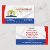 Gepersonaliseerde Rode en Blauwe Schoolhuis voor K Visitekaartje (Voorkant / Achterkant)