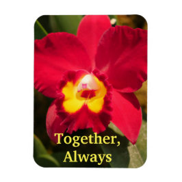 Gepersonaliseerde rode en gele orchidee flexibele  magneet