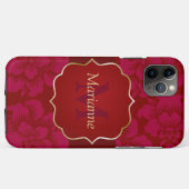 Gepersonaliseerde Rode en Gouden Aziatische Bloeme Case-Mate iPhone Case (Achterkant (horizontaal))