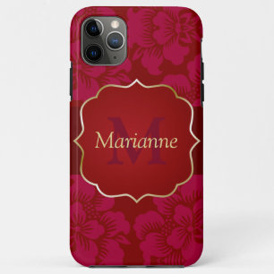 Gepersonaliseerde Rode en Gouden Aziatische Bloeme Case-Mate iPhone Case