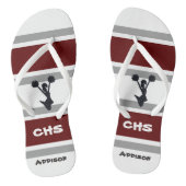Gepersonaliseerde rode en grijze Cheerleader Teens Teenslippers (Voetbed)