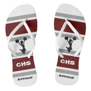 Gepersonaliseerde rode en grijze Cheerleader Teens Teenslippers