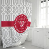 Gepersonaliseerde rode en grijze honingbij douchegordijn