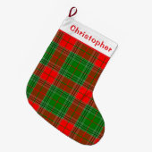 Gepersonaliseerde rode en groene plaid grote kerstsok (Voorkant (Hangend))