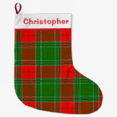 Gepersonaliseerde rode en groene plaid grote kerstsok (Voorkant)