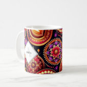 Gepersonaliseerde rode en Paarse Diyas & Rangoli D Koffiemok (Voorkant links)