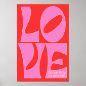 Gepersonaliseerde Rode en Roze LIEFDE Kwekerij Pos Poster (Voorkant)