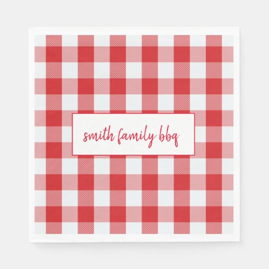 Gepersonaliseerde rode en witte Buffalo Plaid serv Servet (Voorkant)