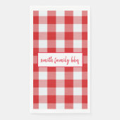 Gepersonaliseerde rode en witte buffelplaat servet (Voorkant)