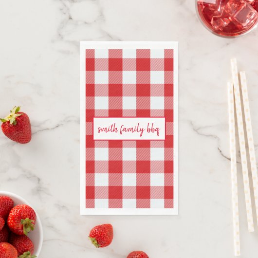 Gepersonaliseerde rode en witte buffelplaat servet (Insitu)